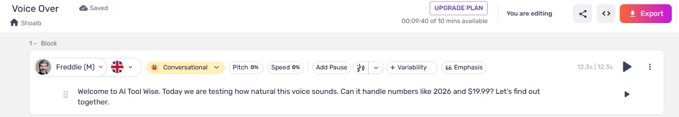 Murf voice controls: style, pitch, speed, pauses, variability and emphasis